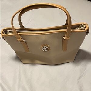 KR Kim Rogers Elegant Beige/Taupe Tote Purse Bag